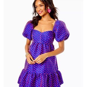 NWT 🌸NELLE DRESS SHORT SLEEVE JACQUARD BOREALIS BLUE LOVESICK JACQUARD🌸 size 6